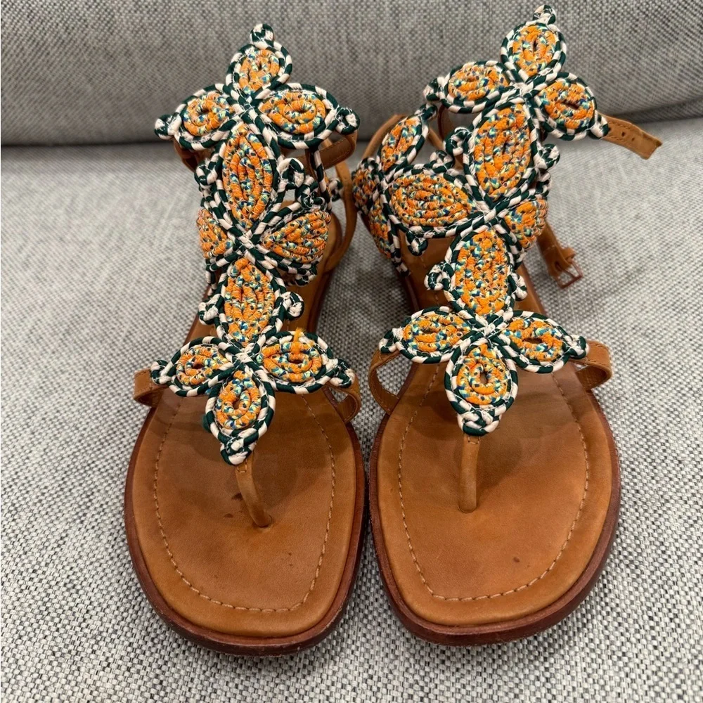 Tory Burch Palisade Woven T-Strap Sandals
